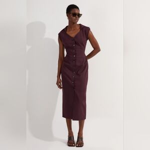 Karen Millen Plum Button-Down Midi Dress